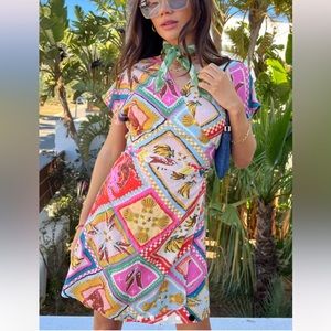 NEVERFULLYDRESSED tropical tile mini lola dress